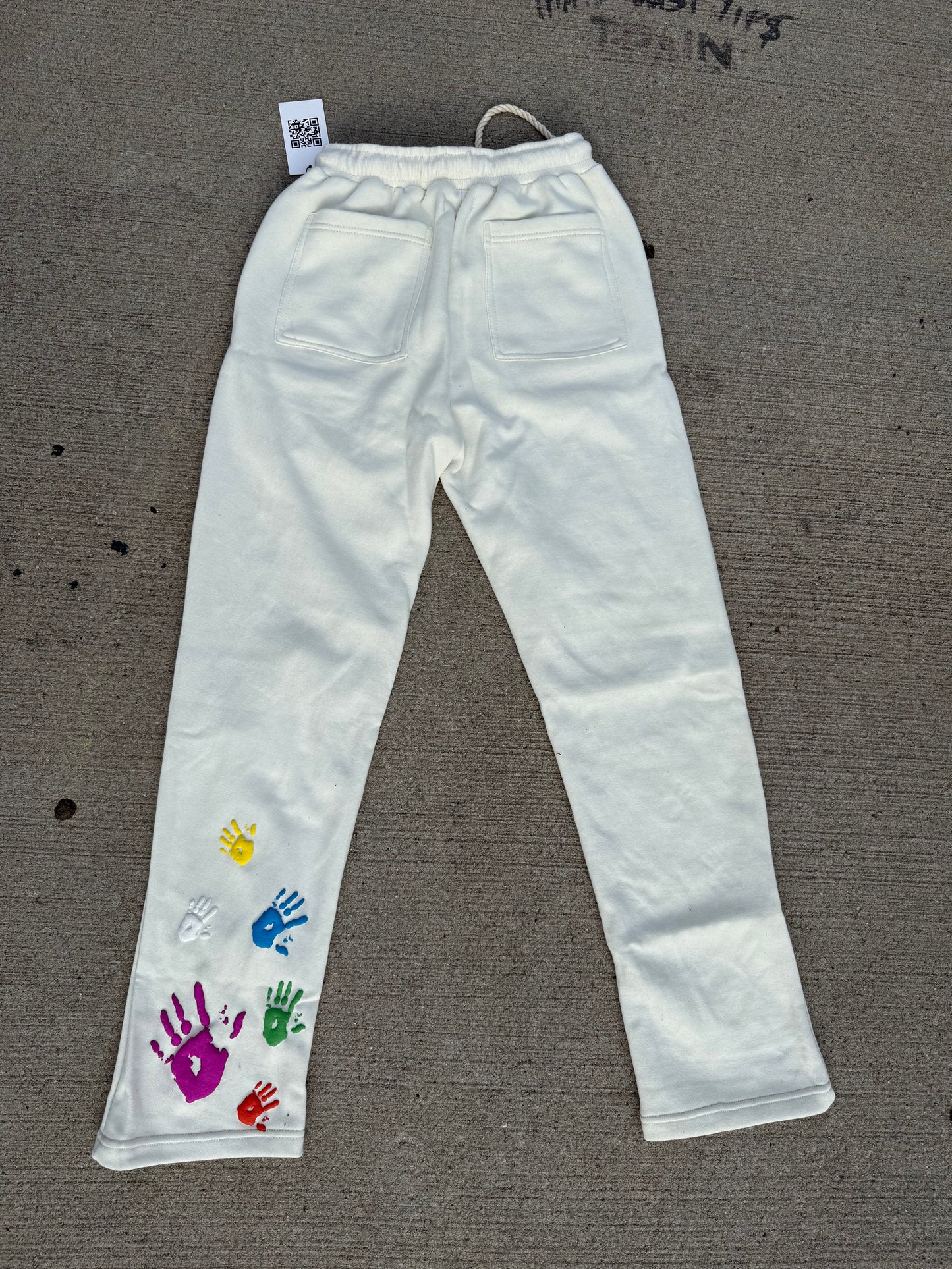 Acid Wash Painted Signature Sweatpants - Cream