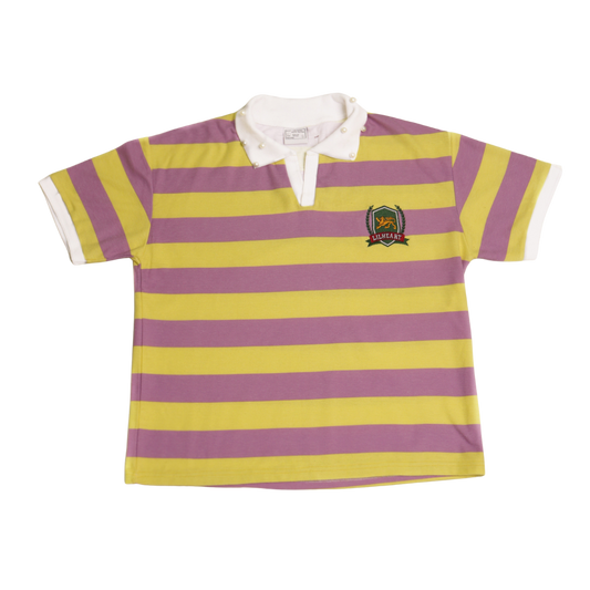 Lavender and Yellow Lion Stripped Collared T-Shirt