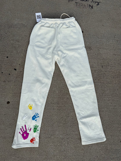 Acid Wash Painted Signature Sweatpants - Cream