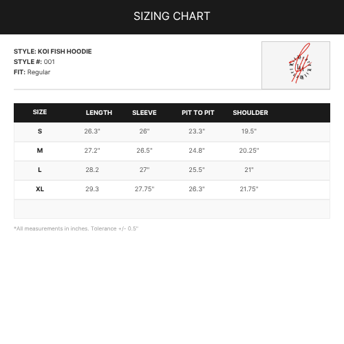 Sizing chart